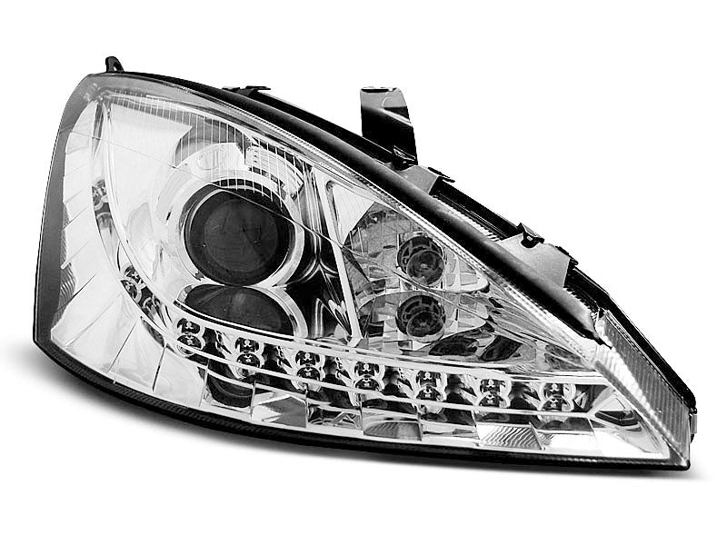 Tuning-Tec LED Tagfahrlicht Scheinwerfer für Ford Focus 1 Facelift 01-04 chrom
