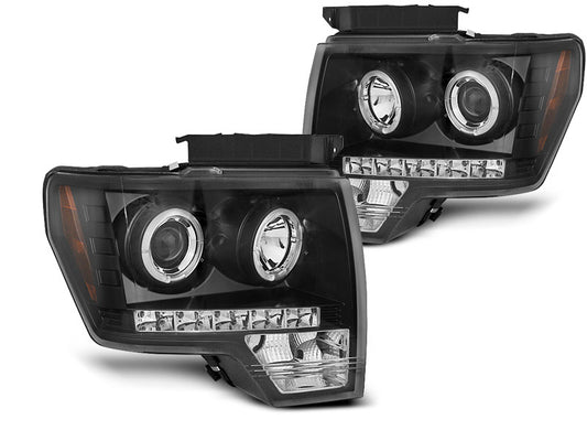 Tuning-Tec LED Angel Eyes Scheinwerfer für Ford F150 MK12 08-14 schwarz