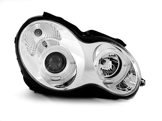 Tuning-Tec LED Angel Eyes Scheinwerfer für Mercedes Benz C-Klasse W203 00-04 chrom