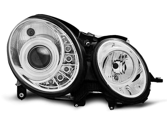Tuning-Tec LED Tagfahrlicht Scheinwerfer für Mercedes Benz E-Klasse W211 06-09 chrom