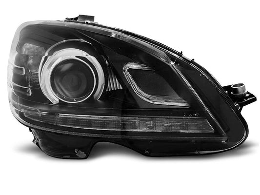 Tuning-Tec LED Tagfahrlicht Scheinwerfer für Mercedes Benz C-Klasse W204 07-10 schwarz