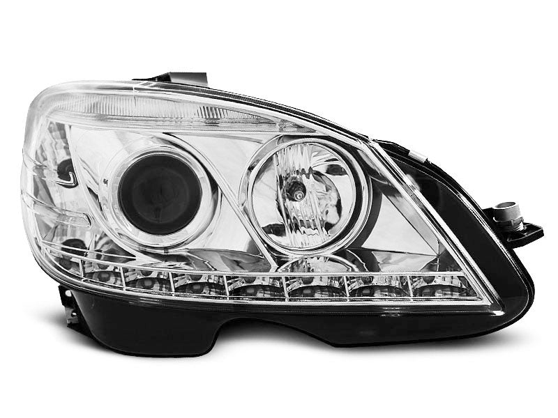 Tuning-Tec LED Tagfahrlicht Scheinwerfer für Mercedes Benz C-Klasse W204 07-10 chrom