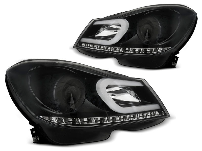 Tuning-Tec LED Tagfahrlicht Scheinwerfer für Mercedes Benz C-Klasse W204 11-14 (Mopf) schwarz