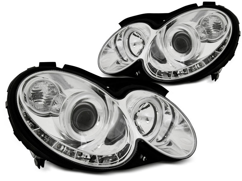 Tuning-Tec LED Tagfahrlicht Scheinwerfer für Mercedes Benz CLK W209 03-10 chrom