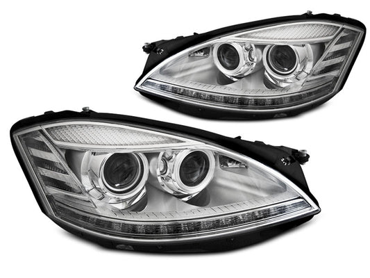 Tuning-Tec Xenon LED Tagfahrlicht Scheinwerfer für Mercedes Benz S-Klasse W221 05-09 chrom