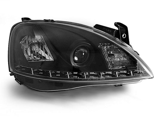 Tuning-Tec LED Tagfahrlicht Scheinwerfer für Opel Corsa C 00-06 schwarz