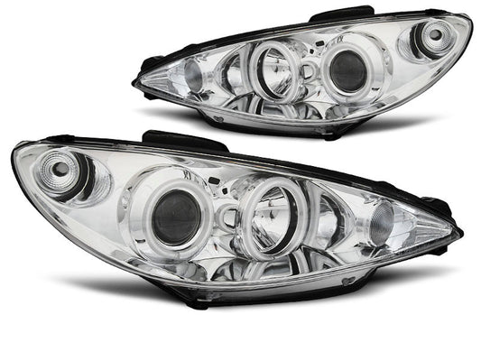 Tuning-Tec CCFL Angel Eyes Scheinwerfer für Peugeot 206 02-14 chrom