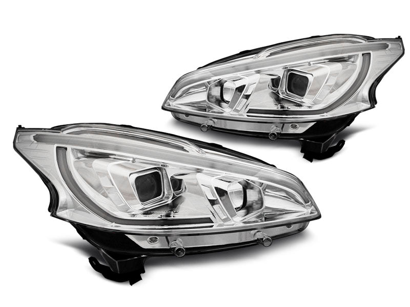 Tuning-Tec LED Tagfahrlicht Scheinwerfer für Peugeot 208 12-15 chrom mit LED Blinker