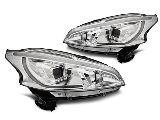 Tuning-Tec LED Tagfahrlicht Scheinwerfer für Peugeot 208 12-15 chrom mit LED Blinker