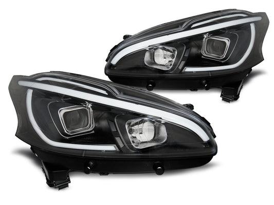 Tuning-Tec LED Tagfahrlicht Scheinwerfer für Peugeot 208 12-15 schwarz mit LED Blinker