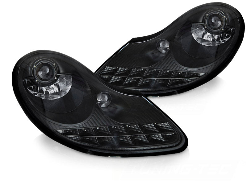 Tuning-Tec LED Tagfahrlicht Scheinwerfer für Porsche Boxster 986 / 911 996 96-04 schwarz matt