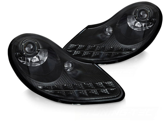 Tuning-Tec LED Tagfahrlicht Scheinwerfer für Porsche Boxster 986 / 911 996 96-04 schwarz matt