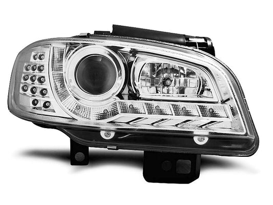 Tuning-Tec LED Tagfahrlicht Scheinwerfer für Seat Ibiza 6K / Cordoba 99-02 chrom mit LED Blinker