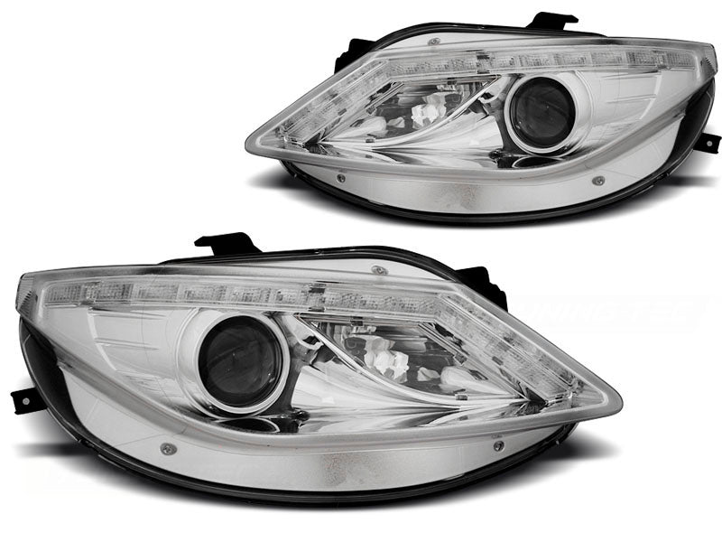 Tuning-Tec LED Tagfahrlicht Scheinwerfer für Seat Ibiza 6J 08-12 chrom mit LED Blinker