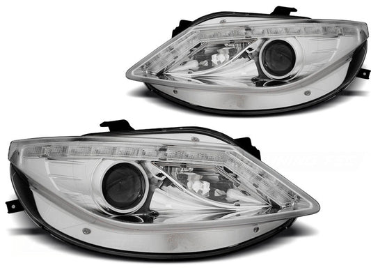 Tuning-Tec LED Tagfahrlicht Scheinwerfer für Seat Ibiza 6J 08-12 chrom mit LED Blinker