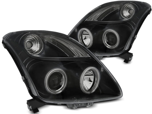 Tuning-Tec CCFL Angel Eyes Scheinwerfer für Suzuki Swift 05-10 schwarz