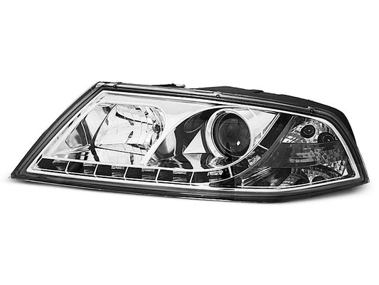 Tuning-Tec Xenon LED Tagfahrlicht Scheinwerfer für Skoda Octavia 2 (1Z) 04-08 chrom