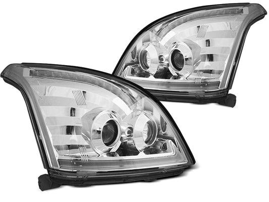 Tuning-Tec LED Tagfahrlicht Scheinwerfer für Toyota Land Cruiser 120 03-09 chrom mit dynamischem LED Blinker