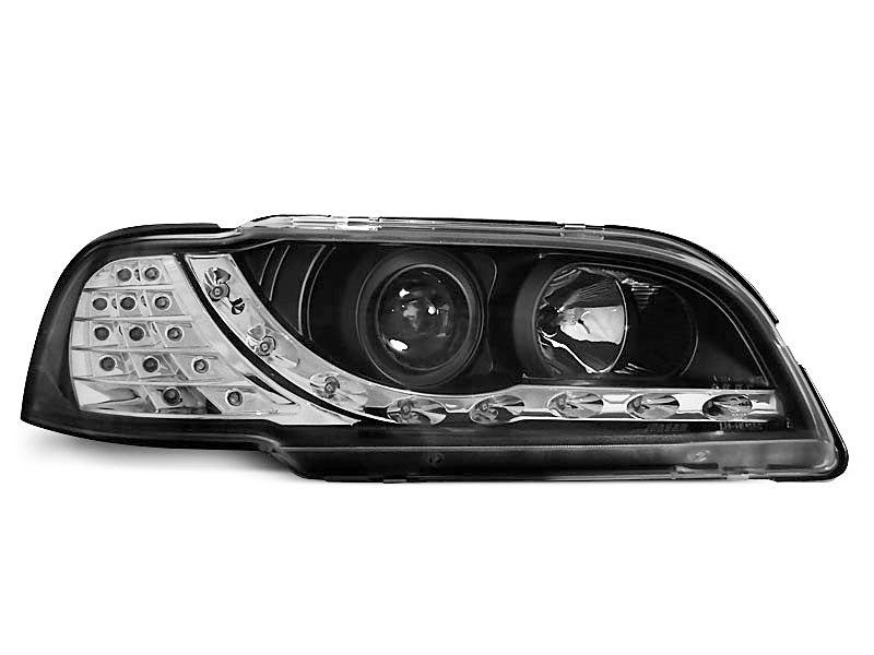 Tuning-Tec LED Tagfahrlicht Scheinwerfer für Volvo S40 / V40 96-00 schwarz mit LED Blinker