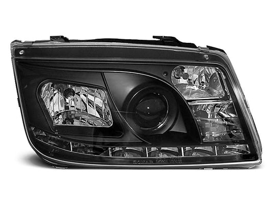 Tuning-Tec LED Tagfahrlicht Scheinwerfer für VW Bora 98-05 schwarz