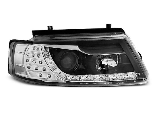 Tuning-Tec LED Tagfahrlicht Scheinwerfer für VW Passat 3B (B5) 96-00 schwarz mit LED Blinker