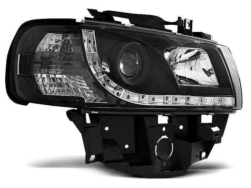 Tuning-Tec LED Tagfahrlicht Scheinwerfer für VW T4 96-03 (langer Vorderwagen) schwarz