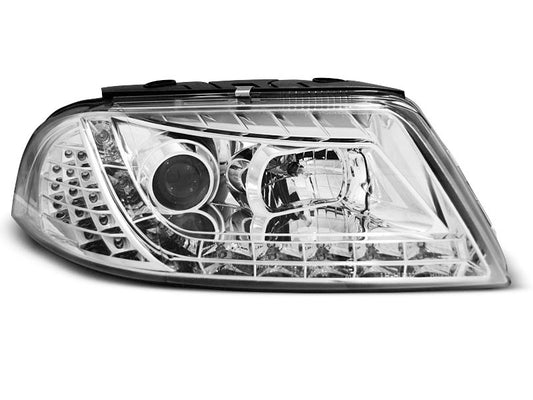 Tuning-Tec LED Tagfahrlicht Scheinwerfer für VW Passat 3Bg 00-05 chrom mit LED Blinker