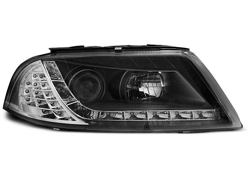Tuning-Tec LED Tagfahrlicht Scheinwerfer für VW Passat 3BG 00-05 schwarz mit LED Blinker
