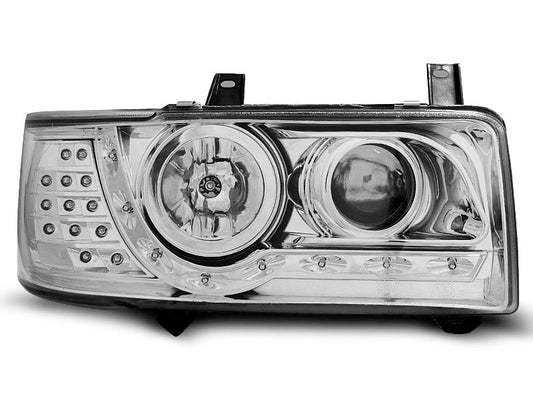 Tuning-Tec LED Tagfahrlicht Scheinwerfer für VW T4 90-03 (kurzer Vorderwagen) chrom mit LED Blinker