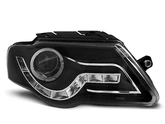 Tuning-Tec LED Tagfahrlicht Scheinwerfer für VW Passat 3C B6 05-10 schwarz