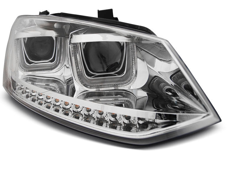 Tuning-Tec LED Tagfahrlicht Scheinwerfer für VW Polo 6R 09-14 chrom mit LED Blinker