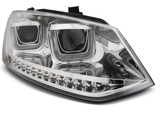 Tuning-Tec LED Tagfahrlicht Scheinwerfer für VW Polo 6R 09-14 chrom mit LED Blinker