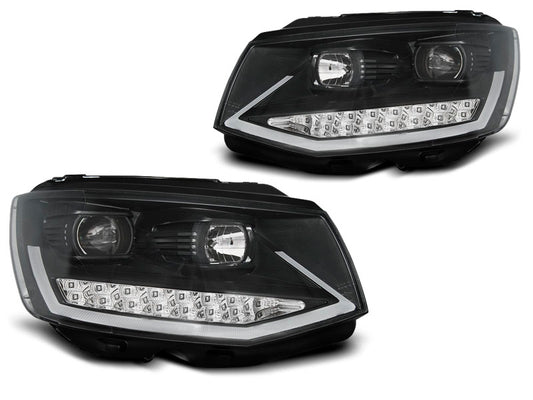 Tuning-Tec LED Tagfahrlicht Scheinwerfer für VW T6 15-19 schwarz mit LED Blinker