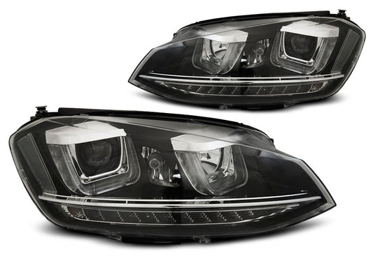 Tuning-Tec LED Tagfahrlicht Scheinwerfer für VW Golf 7 12-17 schwarz / chrom mit dynamischem LED Blinker