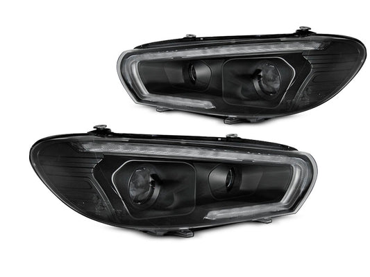 Tuning-Tec Xenon LED Tagfahrlicht Scheinwerfer für VW Scirocco III 08-14 schwarz dynamisch