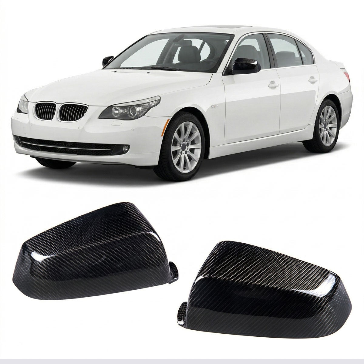Seitenspiegelabdeckungset Carbon passend für BMW 5er E60 E61 2007-2010
