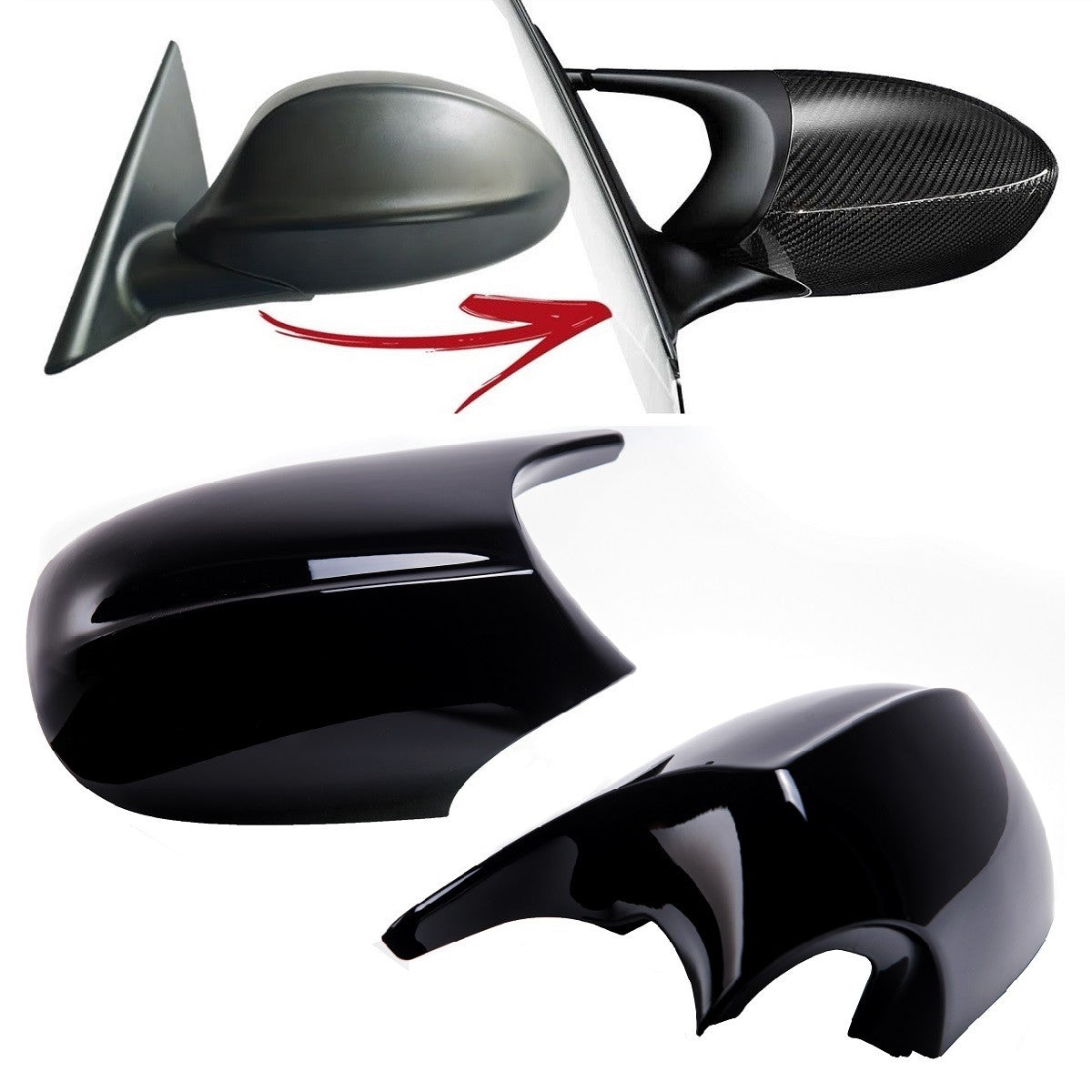 Spiegelabdeckungen Hochglanz Schwarz passend für BMW 1 & 3er Reihe E81-E93 2010-2012