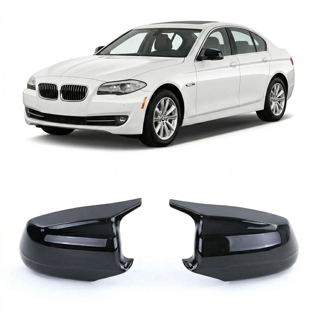 Spiegelabdeckungen Set Hochglanz Schwarz passend für BMW 5er F10 F11 2010-2013