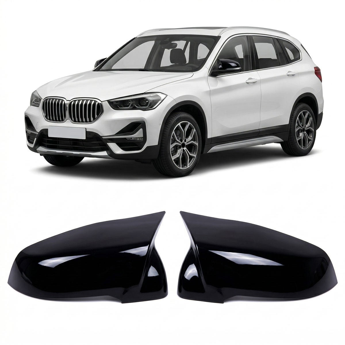 Spiegelabdeckungen Set Hochglanz Schwarz passend für BMW X1 F48 2015-2022