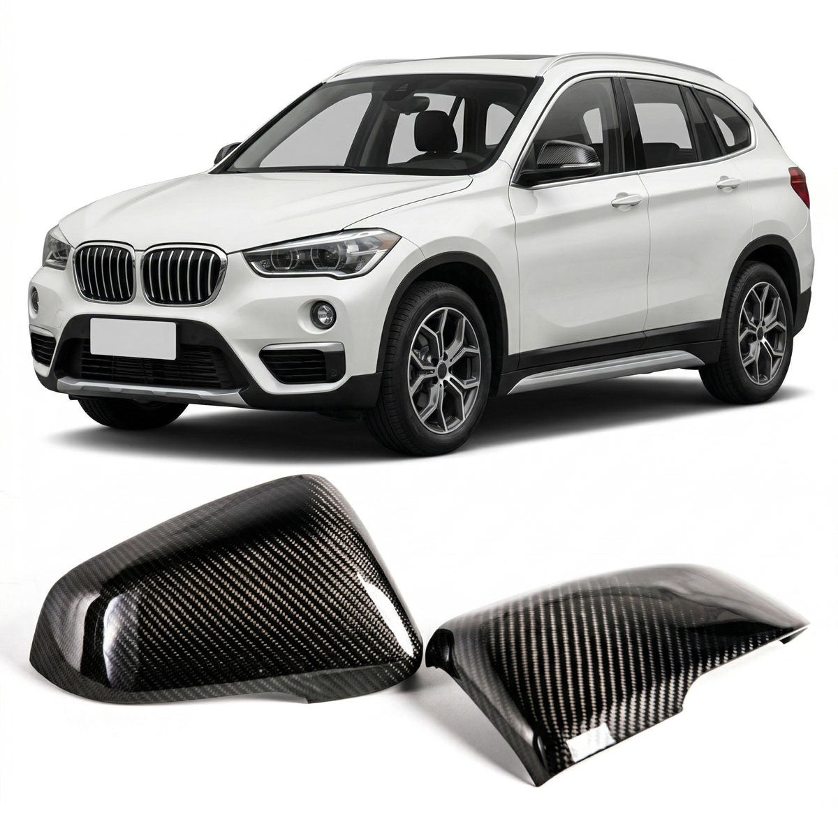Seitenspiegelabdeckungen Set Carbon passend für BMW X1 (F48) 2015-2022