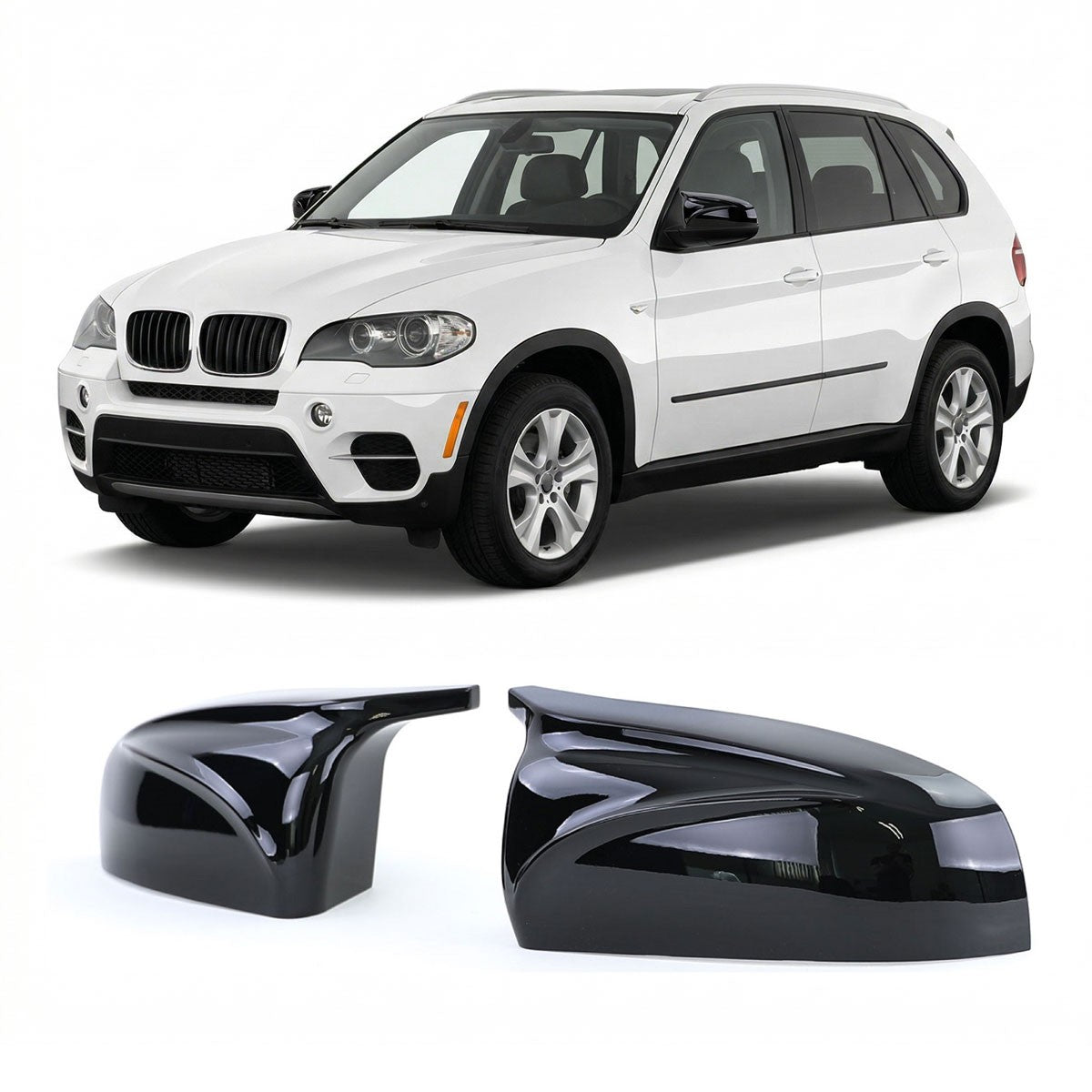 Spiegelabdeckungen Set Hochglanz Schwarz passend für BMW X5 E70 X6 E71 2007-2014