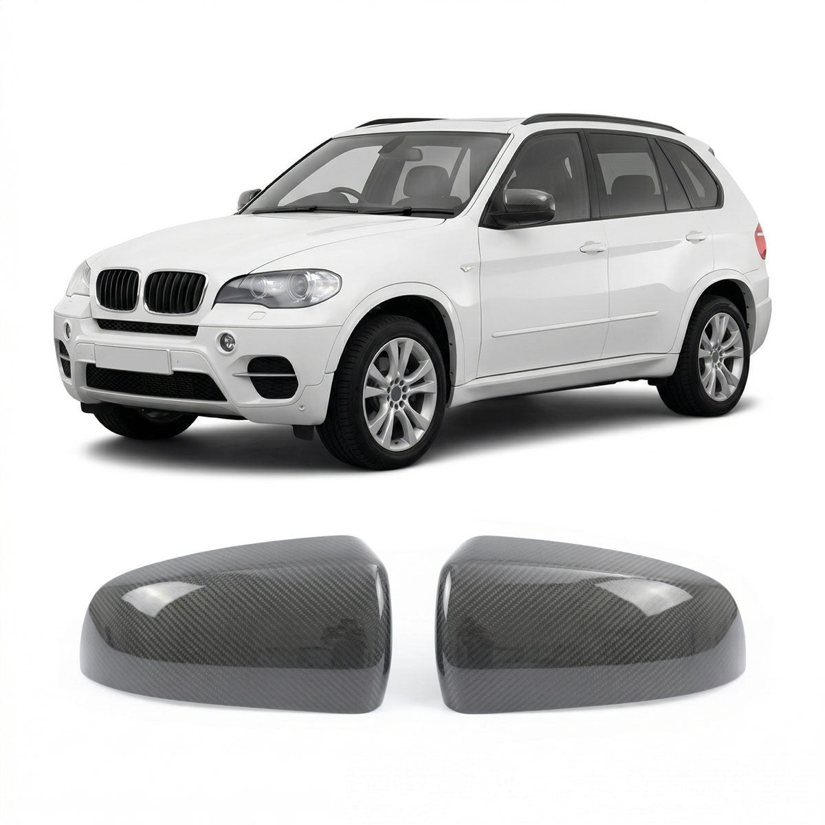 Carbonfaser Seitenspiegelabdeckungen Set passend für BMW X5 E70 X6 E71 E72 2007-2014