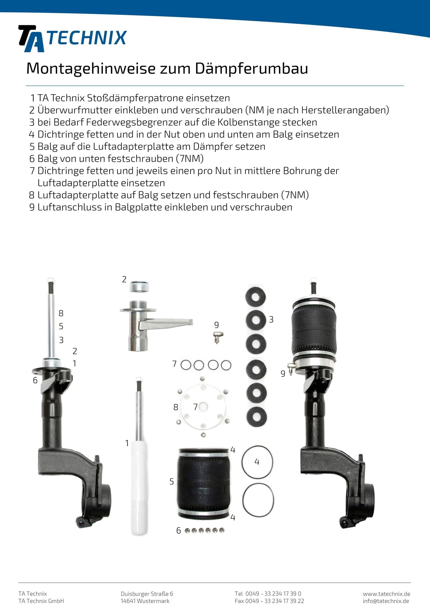 TA Technix Luftdämpfersatz passend für Audi 80 (B2)/ VW Passat (32B)