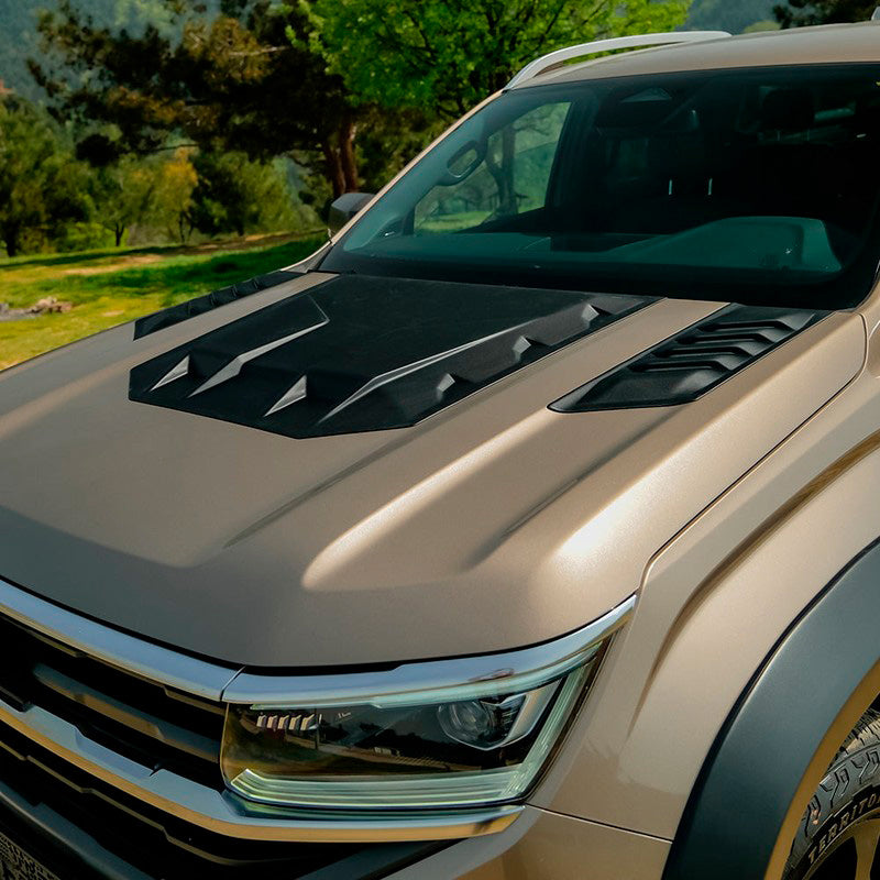 Oneway Motorhaube Lüftungsschlitze passend für Volkswagen Amarok MK2 2022- - Mattschwarz