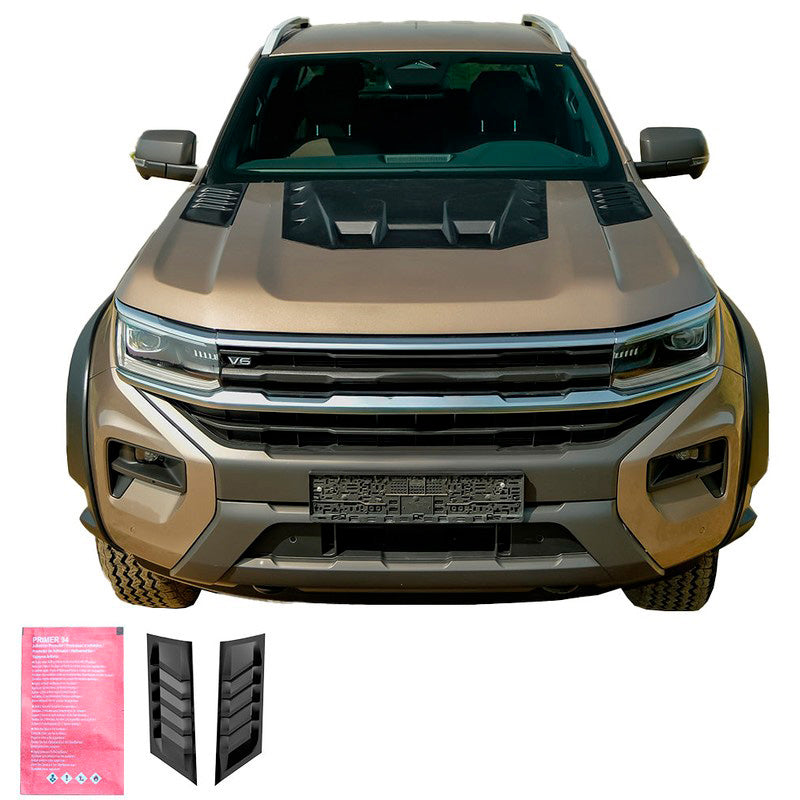 Oneway Motorhaube Lüftungsschlitze passend für Volkswagen Amarok MK2 2022- - Mattschwarz