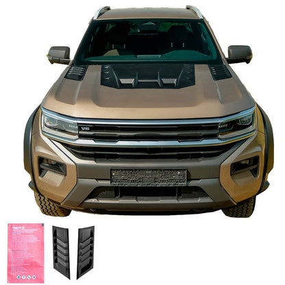 Oneway Motorhaube Lüftungsschlitze passend für Volkswagen Amarok MK2 2022- - Mattschwarz
