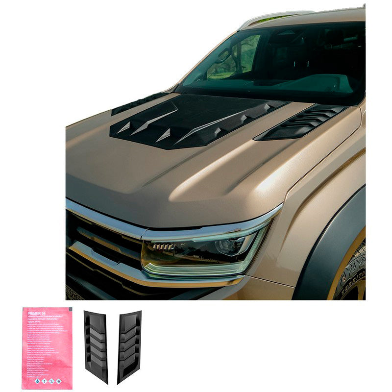 Oneway Motorhaube Lüftungsschlitze passend für Volkswagen Amarok MK2 2022- - Mattschwarz