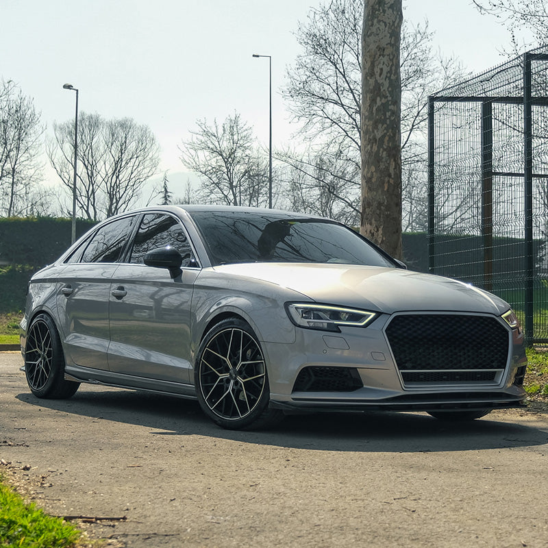 Oneway Kompletter Umbausatz passend für Audi A3 (8V) Limousine Facelift 2016-2020 (Doppelrohr links/rechts) - Schwarz glän...