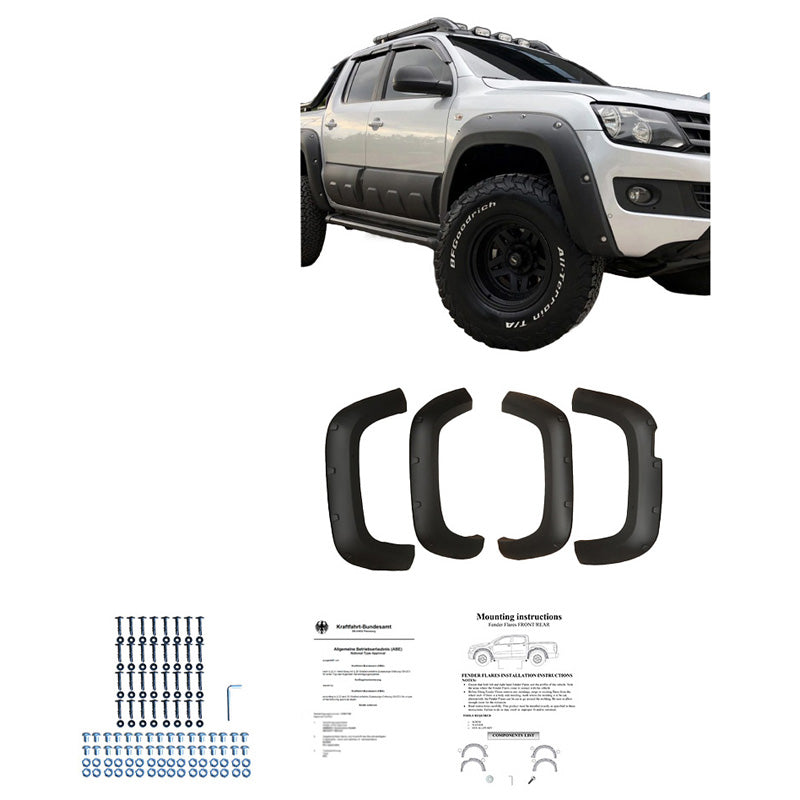 Oneway Satz Kotflügelverbreiterungen passend für Volkswagen Amarok MK1 2010-2016 - Mattschwarz