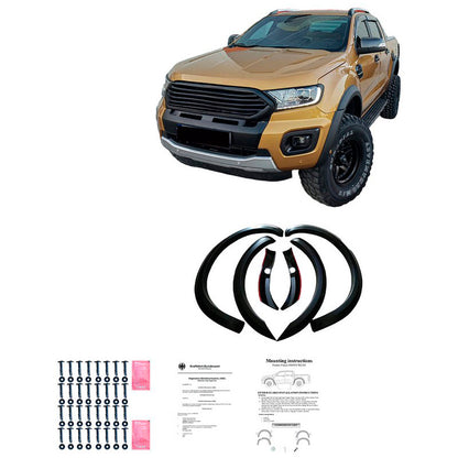 Oneway Satz Kotflügelverbreiterungen passend für Ford Ranger T8 2019-2022 (mit Klebeband) - Mattschwarz